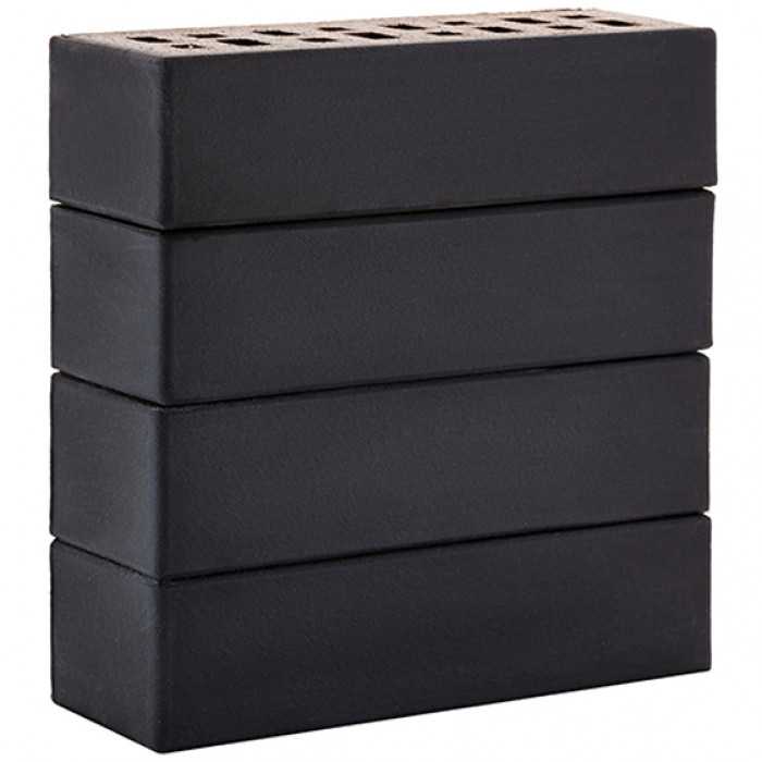 Кирпич ЛСР Рейкьявик гладкий черный ангоб матовый клинкерный М300 250х85х65 мм