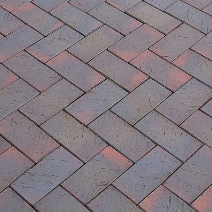 Клинкерная брусчатка Lode Etna темно-пестрая шероховатая, 200х100х52 мм